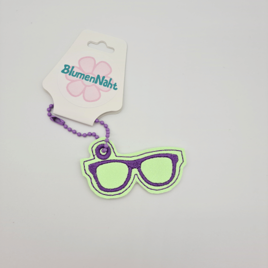 Kleiner Anhänger Brille #3 neon-gelbgrün/lila